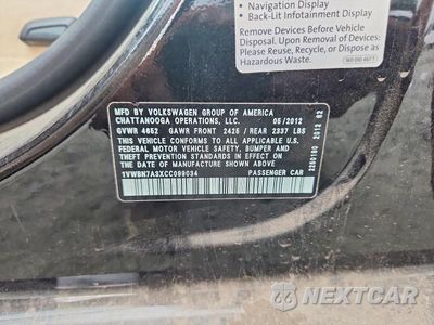Zdjęcie 12 z 12 samochodu: 2012 VOLKSWAGEN PASSAT SE VIN:1VWBN7A3XCC099034 - miniatura