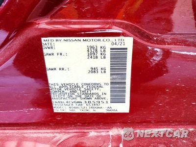 Zdjęcie 12 z 12 samochodu: 2021 NISSAN ALTIMA SR VIN:1N4BL4CV6MN385951 - miniatura