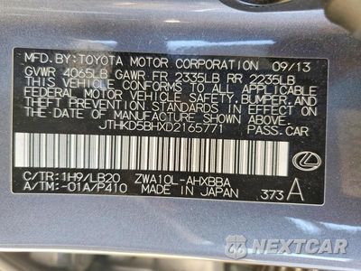 Zdjęcie 12 z 12 samochodu: 2013 LEXUS CT 200 VIN:JTHKD5BHXD2165771 - miniatura