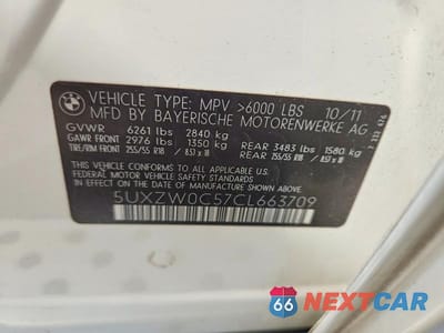 Zdjęcie 12 z 12 samochodu: 2012 BMW X5 XDRIVE35D VIN:5UXZW0C57CL663709 - miniatura