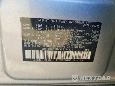 Zdjęcie 12 z 12 samochodu: 2015 SUBARU OUTBACK 2.5I VIN:4S4BSBAC7F3344421 - miniatura