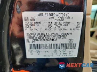 Zdjęcie 13 z 13 samochodu: 2011 FORD ESCAPE LIMITED VIN:1FMCU9EG7BKB94542 - miniatura