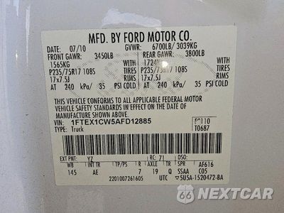 Zdjęcie 12 z 12 samochodu: 2010 FORD F150 SUPER CAB VIN:1FTEX1CW5AFD12885 - miniatura