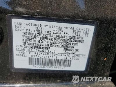 Zdjęcie 12 z 12 samochodu: 2024 NISSAN VERSA SV VIN:3N1CN8EV5RL883467 - miniatura