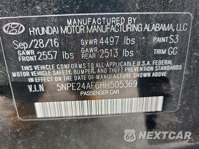 Zdjęcie 12 z 12 samochodu: 2017 HYUNDAI SONATA SE VIN:5NPE24AF6HH505369 - miniatura