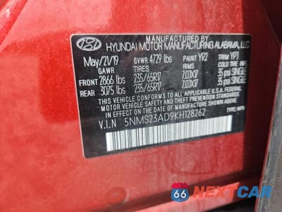 Zdjęcie 13 z 13 samochodu: 2019 HYUNDAI SANTA FE SE VIN:5NMS23AD9KH128262 - miniatura