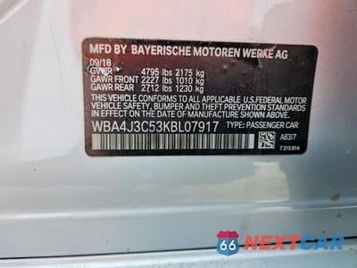 Zdjęcie 12 z 12 samochodu: 2019 BMW 430XI GRAN COUPE VIN:WBA4J3C53KBL07917 - miniatura