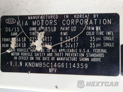 Zdjęcie 13 z 13 samochodu: 2016 KIA SEDONA LX VIN:KNDMB5C14G6114359 - miniatura