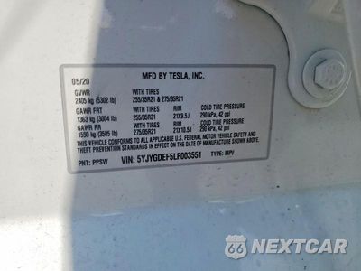 Zdjęcie 12 z 12 samochodu: 2020 TESLA MODEL Y VIN:5YJYGDEF5LF003551 - miniatura