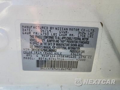 Zdjęcie 12 z 12 samochodu: 2019 NISSAN VERSA SV VIN:3N1CN7AP6KL860982 - miniatura