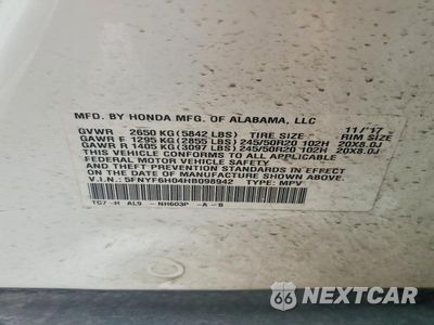 Zdjęcie 13 z 13 samochodu: 2017 HONDA PILOT ELITE VIN:5FNYF6H04HB098942 - miniatura