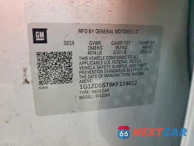 Zdjęcie 12 z 12 samochodu: 2019 CHEVROLET MALIBU LT VIN:1G1ZD5ST9KF174612 - miniatura
