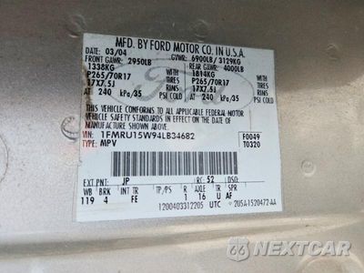 Zdjęcie 14 z 14 samochodu: 2004 FORD EXPEDITION XLT VIN:1FMRU15W94LB34682 - miniatura