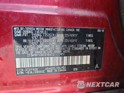 Zdjęcie 12 z 12 samochodu: 2019 TOYOTA RAV4 XLE VIN:2T3W1RFV2KC016473 - miniatura