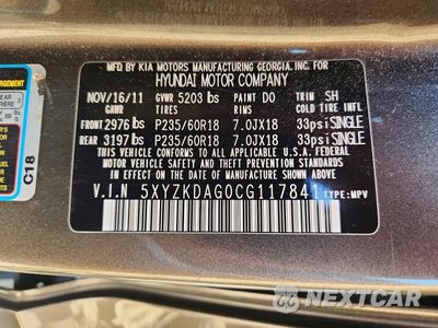 Zdjęcie 13 z 13 samochodu: 2012 HYUNDAI SANTA FE LIMITED VIN:5XYZKDAG0CG117841 - miniatura