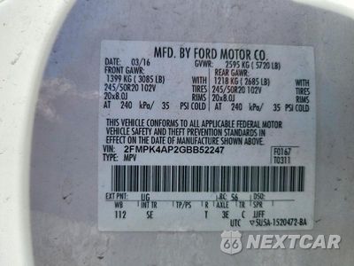 Zdjęcie 13 z 13 samochodu: 2016 FORD EDGE SPORT VIN:2FMPK4AP2GBB52247 - miniatura