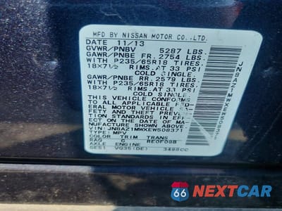 Zdjęcie 13 z 13 samochodu: 2014 NISSAN MURANO SL VIN:JN8AZ1MWXEW508371 - miniatura