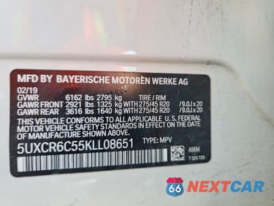 Zdjęcie 12 z 12 samochodu: 2019 BMW X5 XDRIVE40I VIN:5UXCR6C55KLL08651 - miniatura