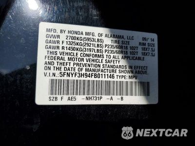 Zdjęcie 13 z 13 samochodu: 2015 HONDA PILOT TOURING VIN:5FNYF3H94FB011146 - miniatura