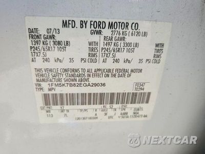 Zdjęcie 13 z 13 samochodu: 2014 FORD EXPLORER VIN:1FM5K7B82EGA29036 - miniatura