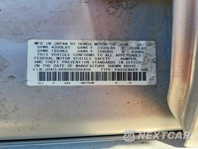Zdjęcie 12 z 12 samochodu: 2006 ACURA TSX VIN:JH4CL96806C006408 - miniatura
