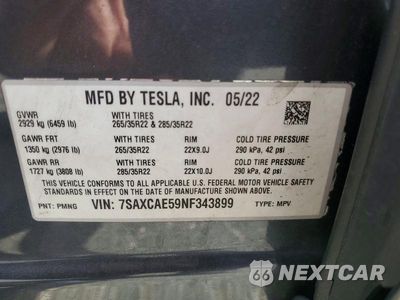 Zdjęcie 12 z 12 samochodu: 2022 TESLA MODEL X VIN:7SAXCAE59NF343899 - miniatura