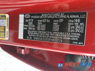 Zdjęcie 13 z 13 samochodu: 2024 HYUNDAI TUCSON SE VIN:5NMJA3DE5RH433724 - miniatura