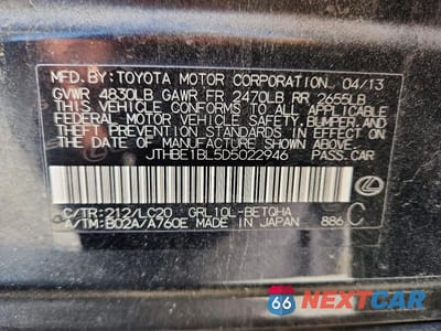 Zdjęcie 13 z 13 samochodu: 2013 LEXUS GS 350 VIN:JTHBE1BL5D5022946 - miniatura