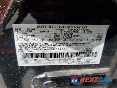 Zdjęcie 13 z 13 samochodu: 2008 FORD F250 SUPER DUTY VIN:1FTSW21R58EB09908 - miniatura