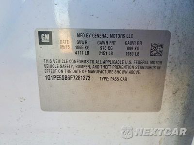 Zdjęcie 13 z 13 samochodu: 2015 CHEVROLET CRUZE LT VIN:1G1PE5SB6F7281273 - miniatura