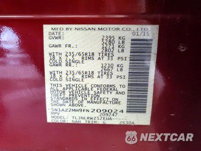 Zdjęcie 13 z 13 samochodu: 2015 NISSAN MURANO SL VIN:5N1AZ2MH9FN209024 - miniatura