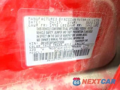 Zdjęcie 12 z 12 samochodu: 2017 NISSAN SENTRA SV VIN:3N1AB7AP0HY320099 - miniatura