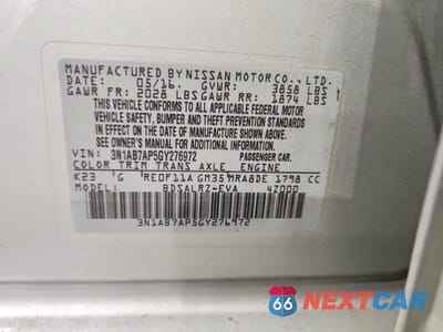 Zdjęcie 12 z 12 samochodu: 2016 NISSAN SENTRA SR VIN:3N1AB7AP5GY276972 - miniatura