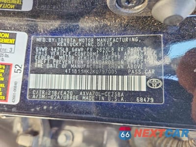 Zdjęcie 12 z 12 samochodu: 2019 TOYOTA CAMRY SE VIN:4T1B11HK2KU797005 - miniatura
