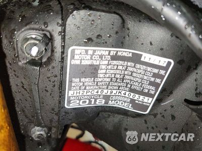 Zdjęcie 9 z 9 samochodu: 2018 HONDA CBR600 RR VIN:JH2PC40J9JK400321 - miniatura