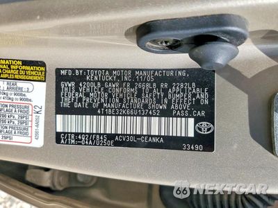 Zdjęcie 13 z 13 samochodu: 2006 TOYOTA CAMRY LE VIN:4T1BE32K66U137452 - miniatura