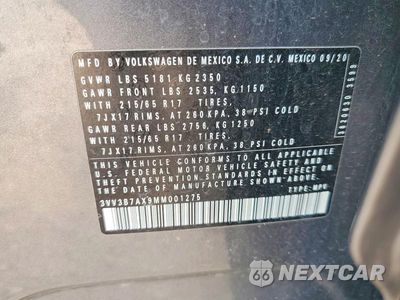 Zdjęcie 13 z 13 samochodu: 2021 VOLKSWAGEN TIGUAN SE VIN:3VV3B7AX9MM001275 - miniatura