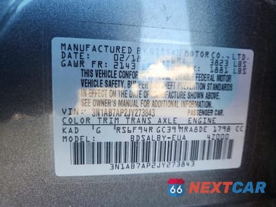 Zdjęcie 10 z 12 samochodu: 2018 NISSAN SENTRA S VIN:3N1AB7AP2JY273843 - miniatura