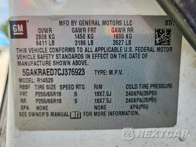 Zdjęcie 13 z 13 samochodu: 2012 BUICK ENCLAVE VIN:5GAKRAED7CJ376923 - miniatura