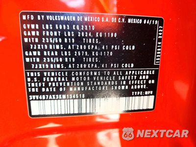 Zdjęcie 13 z 13 samochodu: 2019 VOLKSWAGEN TIGUAN SEL PREMIUM VIN:3VV4B7AX3KM134518 - miniatura