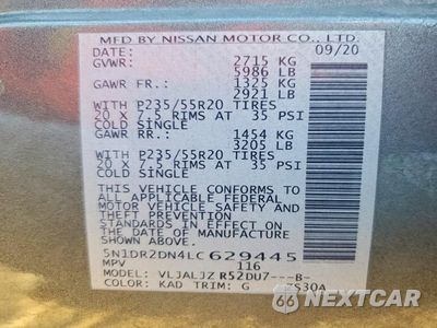 Zdjęcie 14 z 14 samochodu: 2020 NISSAN PATHFINDER PLATINUM VIN:5N1DR2DN4LC629445 - miniatura