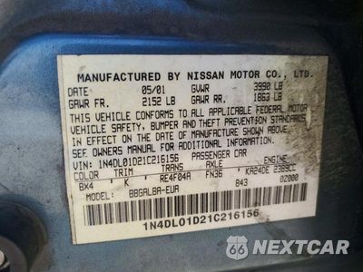 Zdjęcie 13 z 13 samochodu: 2001 NISSAN ALTIMA XE VIN:1N4DL01D21C216156 - miniatura