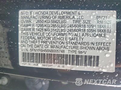 Zdjęcie 13 z 13 samochodu: 2022 HONDA PILOT EXL VIN:5FNYF6H56NB005748 - miniatura