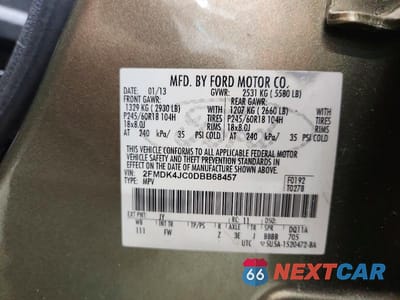Zdjęcie 13 z 13 samochodu: 2013 FORD EDGE SEL VIN:2FMDK4JC0DBB68457 - miniatura