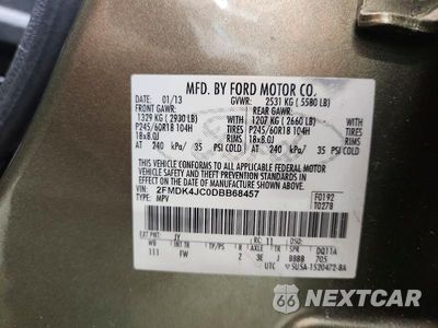 Zdjęcie 13 z 13 samochodu: 2013 FORD EDGE SEL VIN:2FMDK4JC0DBB68457 - miniatura