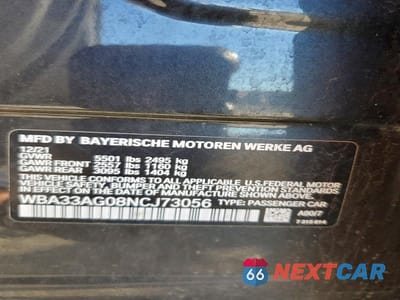 Zdjęcie 12 z 12 samochodu: 2022 BMW 530XE VIN:WBA33AG08NCJ73056 - miniatura