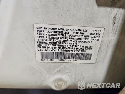 Zdjęcie 13 z 13 samochodu: 2011 HONDA PILOT TOURING VIN:5FNYF4H91BB099976 - miniatura