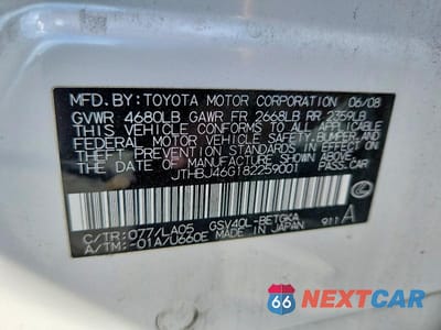 Zdjęcie 12 z 12 samochodu: 2008 LEXUS ES 350 VIN:JTHBJ46G182259001 - miniatura