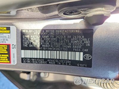 Zdjęcie 12 z 12 samochodu: 2019 TOYOTA CAMRY SE VIN:4T1B11HK5KU827193 - miniatura