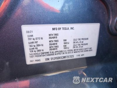 Zdjęcie 13 z 13 samochodu: 2021 TESLA MODEL Y VIN:5YJYGDEE3MF257025 - miniatura